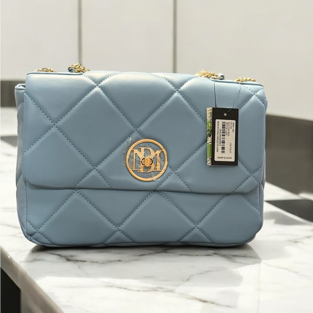 Light Blue Quilted Badgley Mischka Shoulder/Crossbody Bag